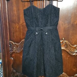 Elegant Black Lace Dress A line Mini Taffeta Lined Marc By Marc Jacobs Dress 6